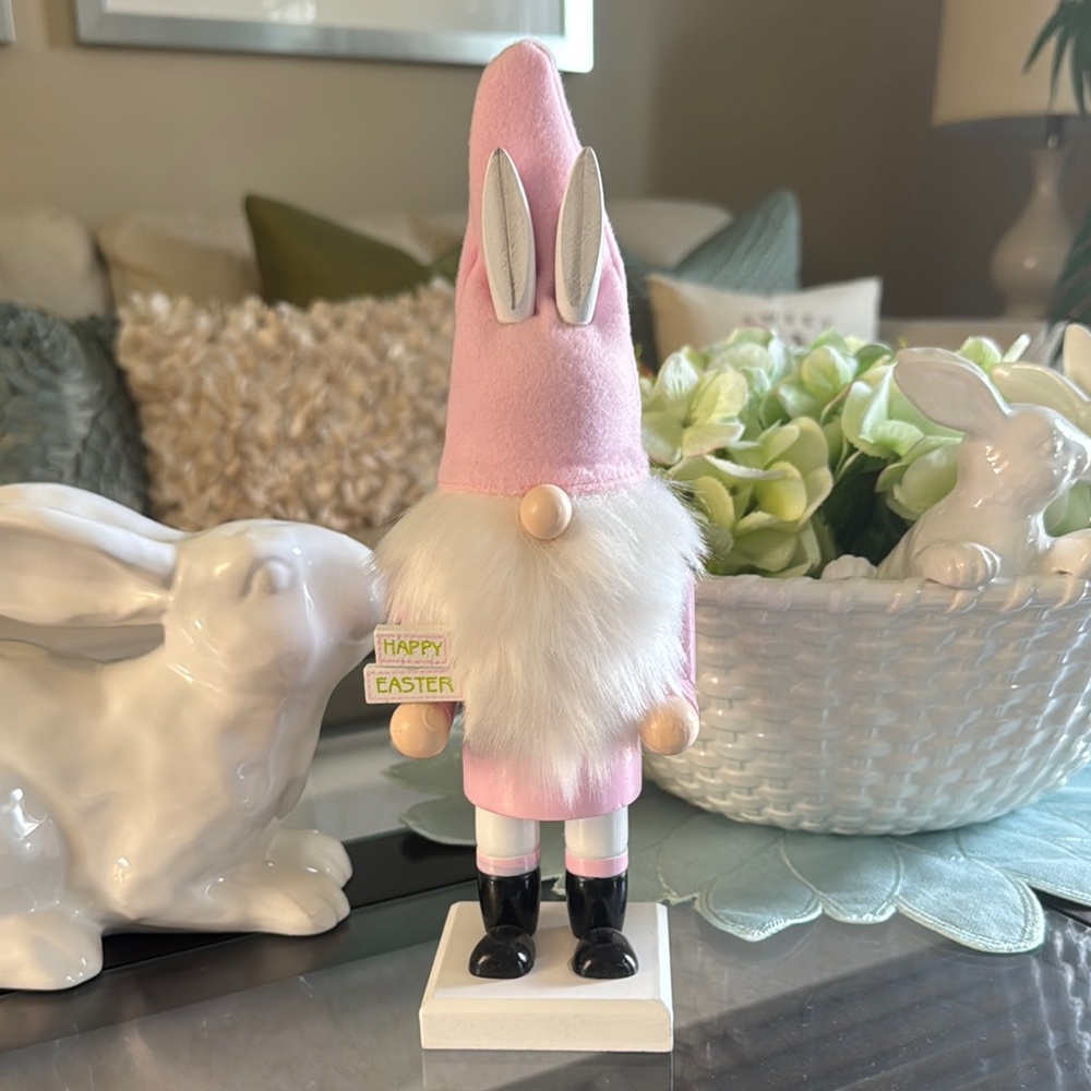 Pink Easter Gnome with White Beard